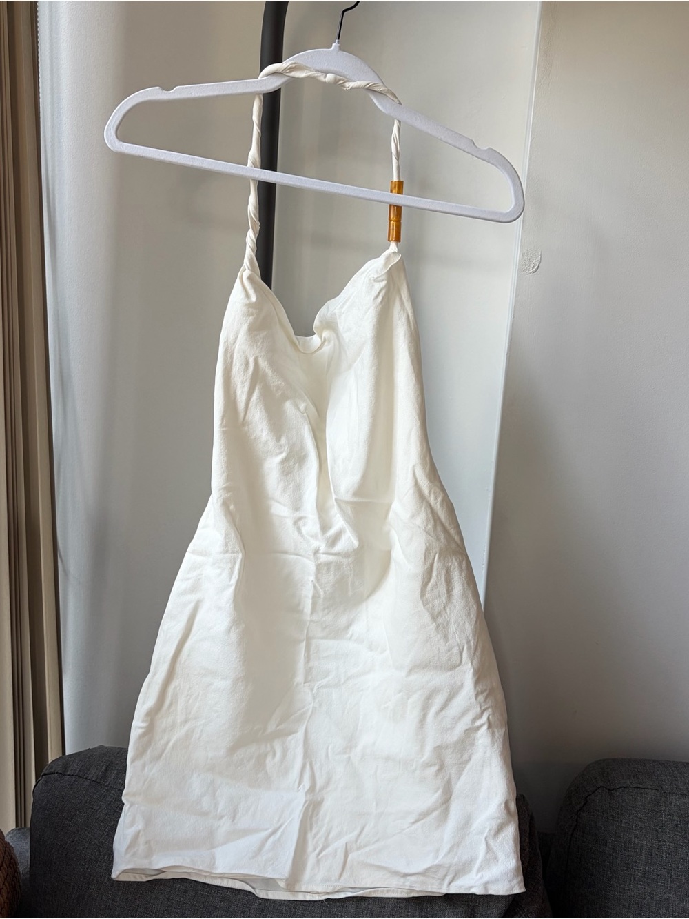Zara White Twisted-Strap Mini Dress